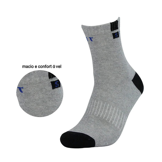 12 pares de meias masculinas de algodão, respiráveis, com algodão, meias esportivas de cano médio, verão, secagem rápida